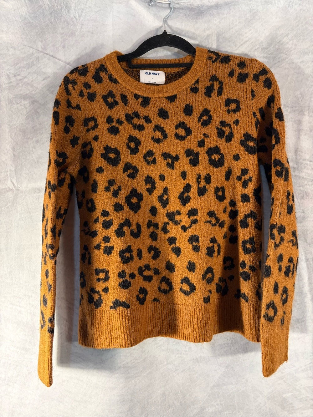 Old Navy Women's Rust and Black Leopard Crewneck Sweater
